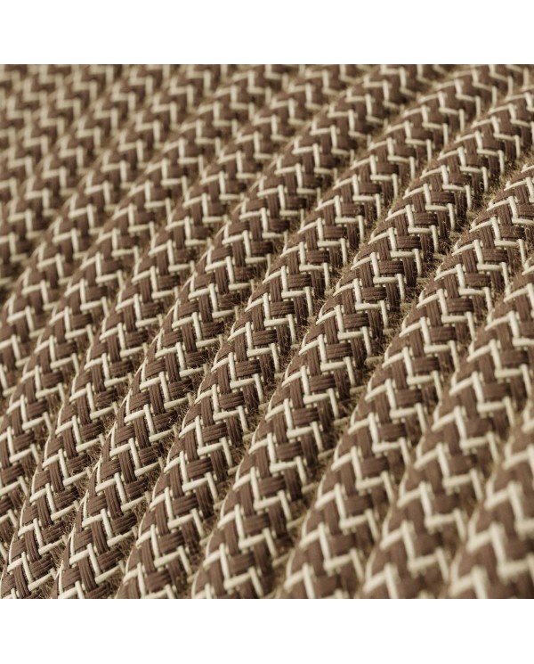 Câble textile Ecorce et beige ZigZag - L'Original Creative-Cables - RD73 rond 2x0,75mm / 3x0,75mm