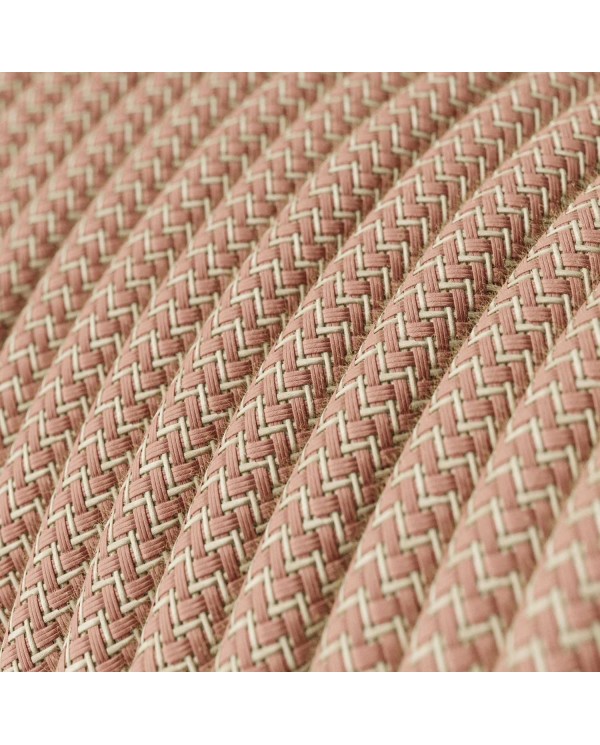 Câble textile Rose antique et beige ZigZag - L'Original Creative-Cables - RD71 rond 2x0,75mm / 3x0,75mm