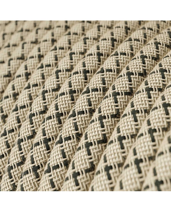 Câble textile Gris anthracite et losange beige - L'Original Creative-Cables - RD64 rond 2x0,75mm / 3x0,75mm