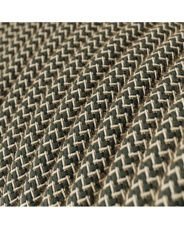 Câble textile Gris anthracite et beige ZigZag - L'Original Creative-Cables - RD74 rond 2x0,75mm / 3x0,75mm