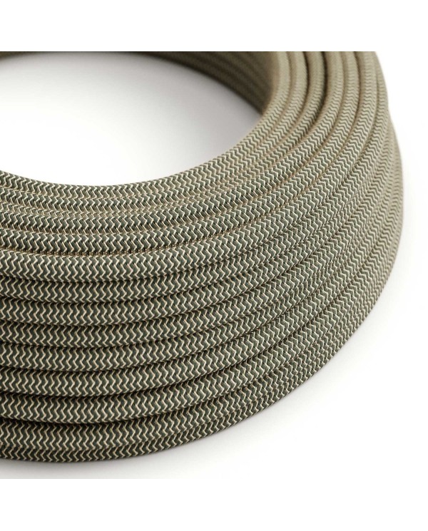 Câble textile Gris anthracite et beige ZigZag - L'Original Creative-Cables - RD74 rond 2x0,75mm / 3x0,75mm