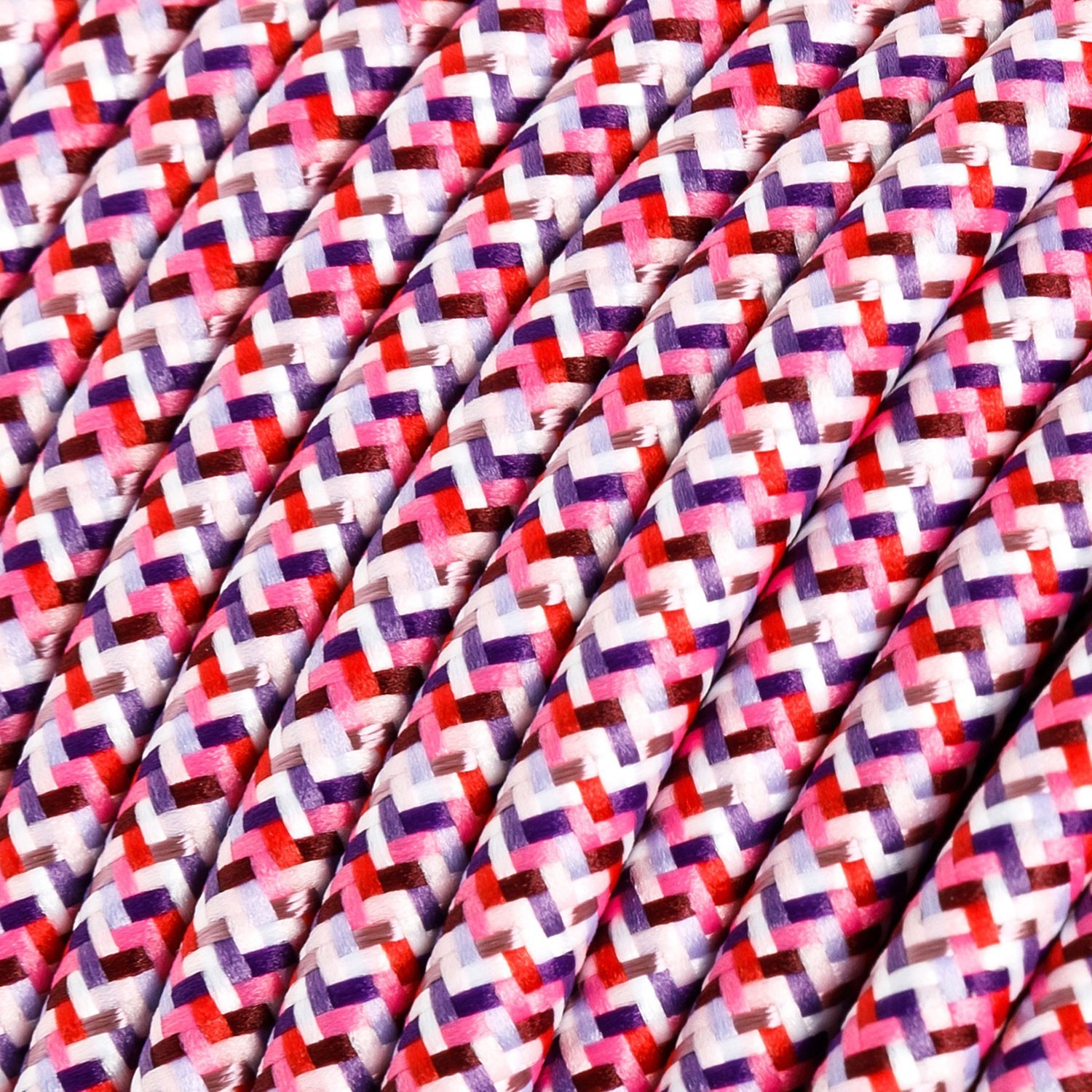 Câble textile Fuchsia Pixel brillant - L'Original Creative-Cables - RX00 rond 2x0,75mm / 3x0,75mm