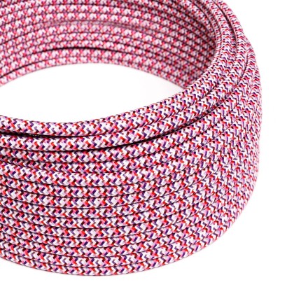 Ronde flexibele electriciteit textielkabel van viscose. RX00 - pixel motief kleur fuchsia