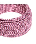 Ronde flexibele electriciteit textielkabel van viscose. RX00 - pixel motief kleur fuchsia