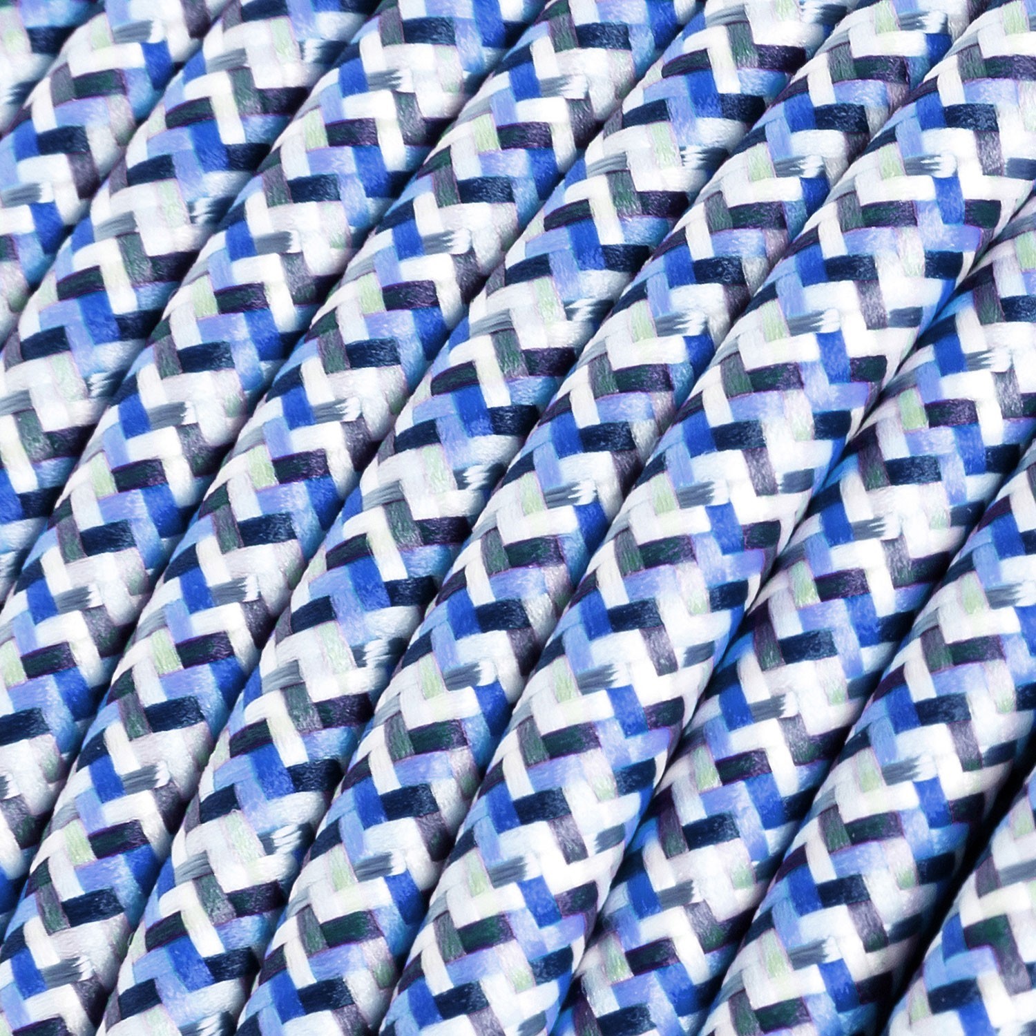 Câble textile Turquoise Pixel brillant- L'Original Creative-Cables - RX03 rond 2x0,75mm / 3x0,75mm