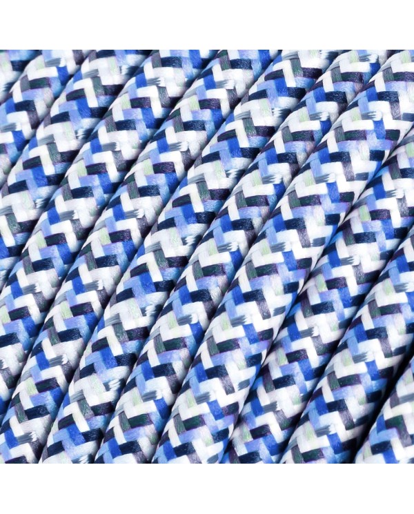 Câble textile Turquoise Pixel brillant- L'Original Creative-Cables - RX03 rond 2x0,75mm / 3x0,75mm