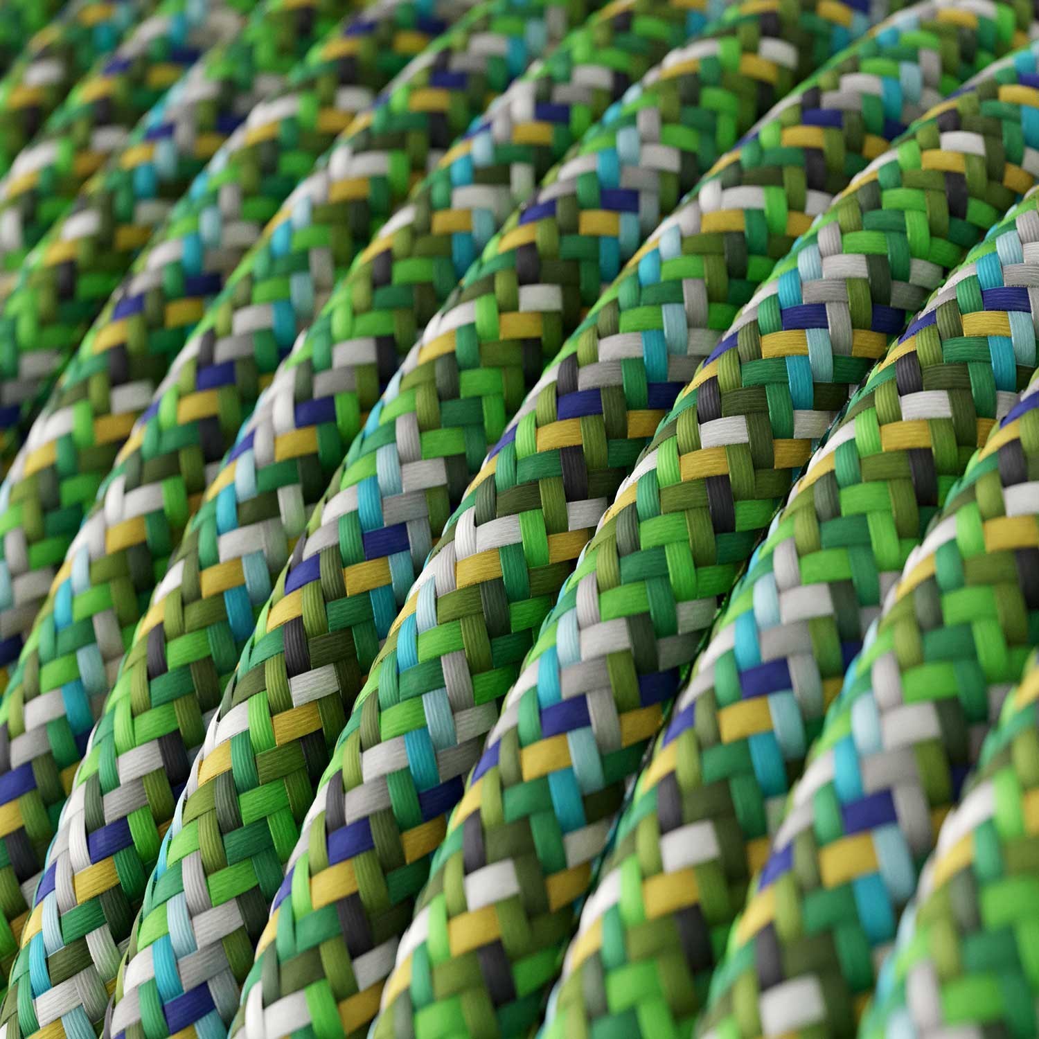 Câble textile Vert Pixel brillant - L'Original Creative-Cables - RX05 rond 2x0.75mm / 3x0.75mm