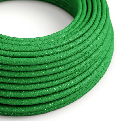 Câble textile Vert gazon pailleté brillant - L'Original Creative-Cables - RL06 rond 2x0.75mm / 3x0.75mm