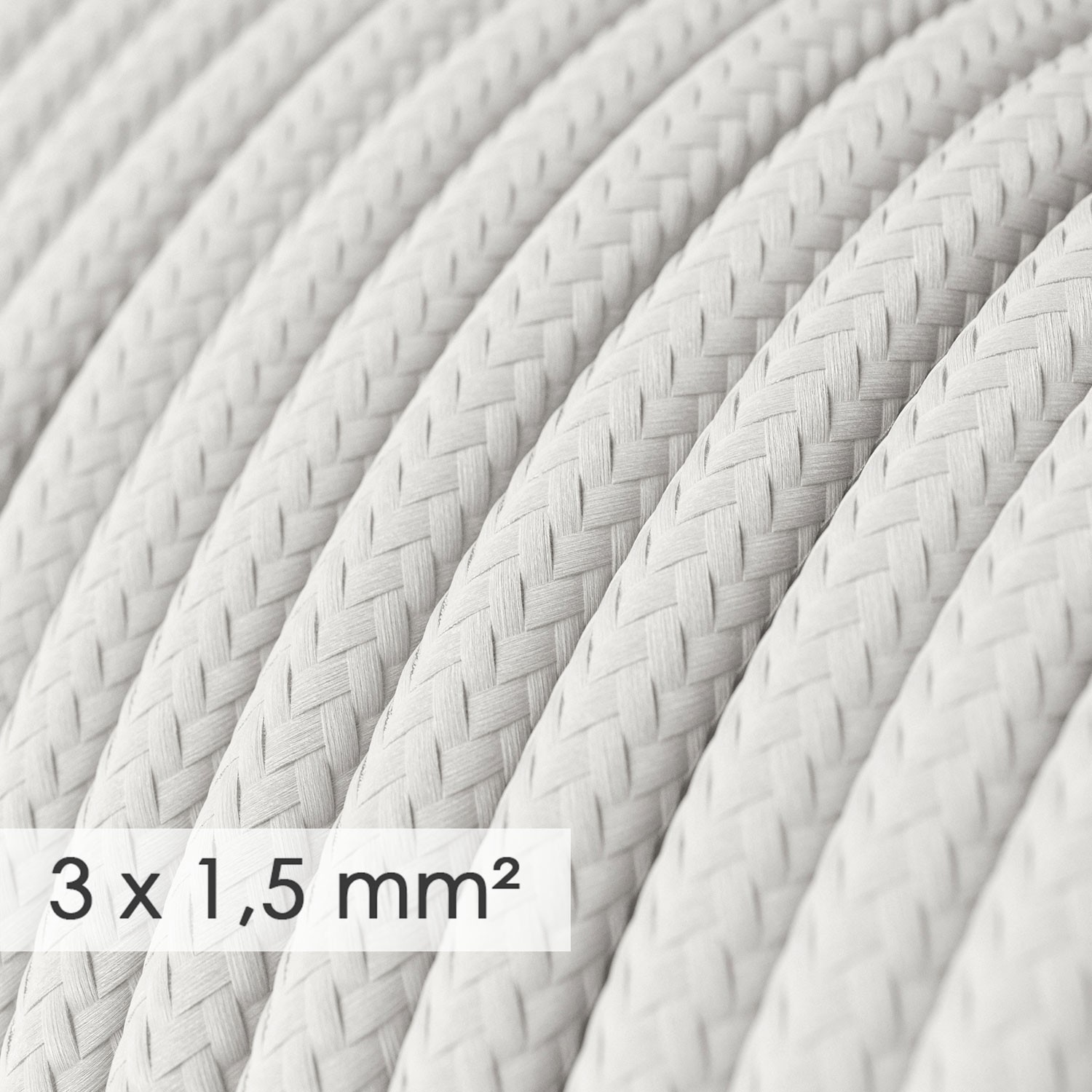 Lang overbrugging-snoer 3 x 1.50 rond - bekleed met witte viscose RM01