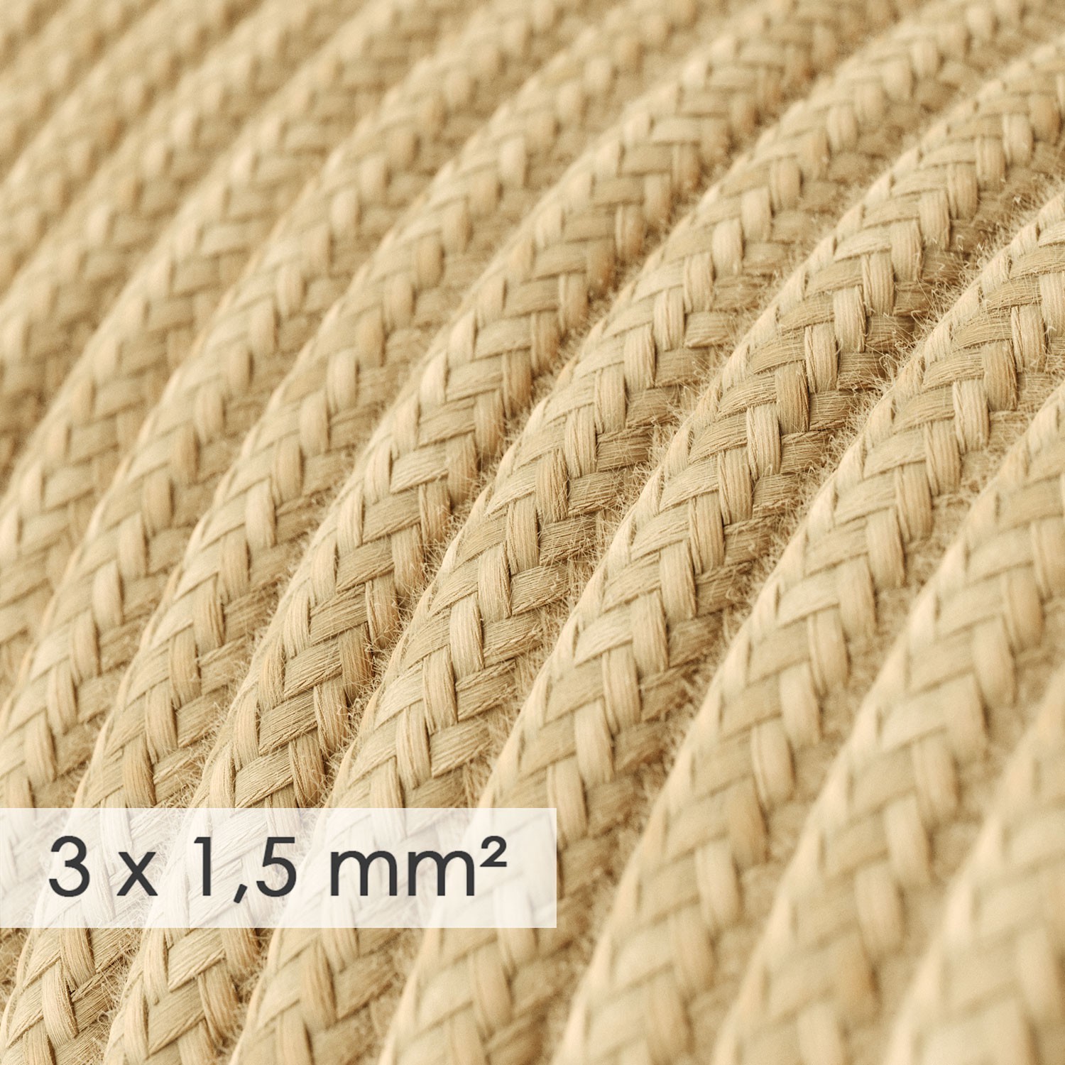 Lang overbrugging-snoer 3 x 1.50 rond - bekleed met jute RN06