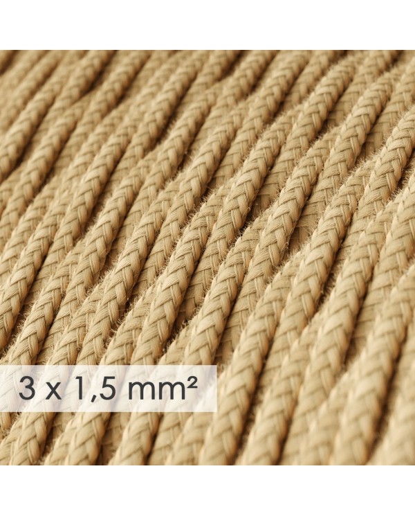 Lang overbrugging-snoer 3 x 1.50 gevlochten - bekleed met jute TN06