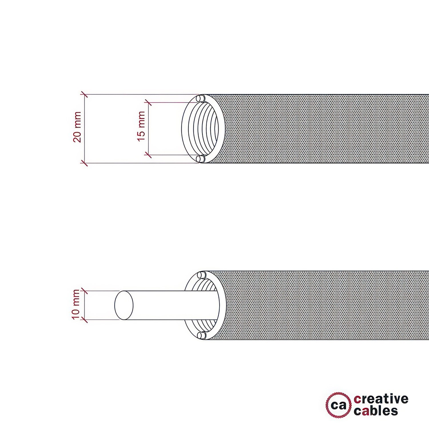 Natuur design flexibele elektrabuis met stof omweven - Creative-Tube natuurlijk linnen RN01 20 mm