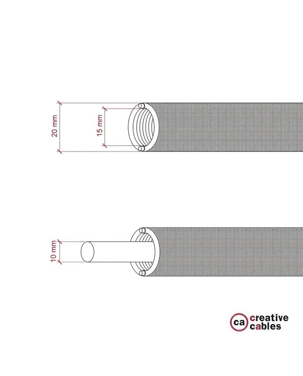 Natuur design flexibele elektrabuis met stof omweven - Creative-Tube natuurlijk linnen RN01 20 mm