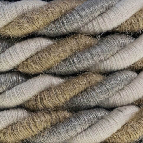 Corde XL, câble électrique 3x0,75. Revêtement en jute, coton et lin naturel Country. Diamètre 16mm.