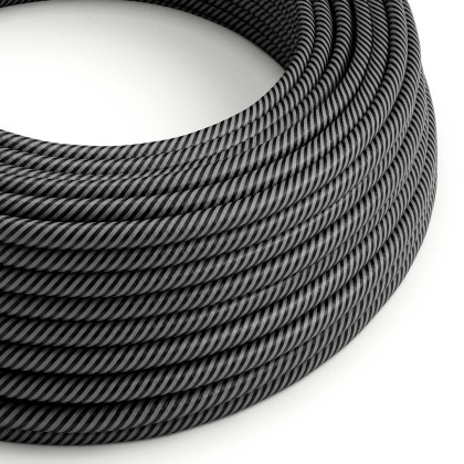 Rond strijkijzersnoer Vertigo HD bedekt met Graphite en Black Thin Stripes textiel ERM38