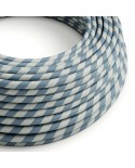 Rond strijkijzersnoer Vertigo HD bedekt met Light Blue en Avio Blue textiel ERM40