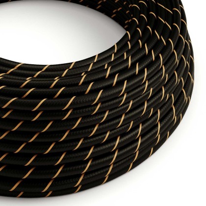 Rond strijkijzersnoer Vertigo HD bedekt met Black en Gold textiel ERM42