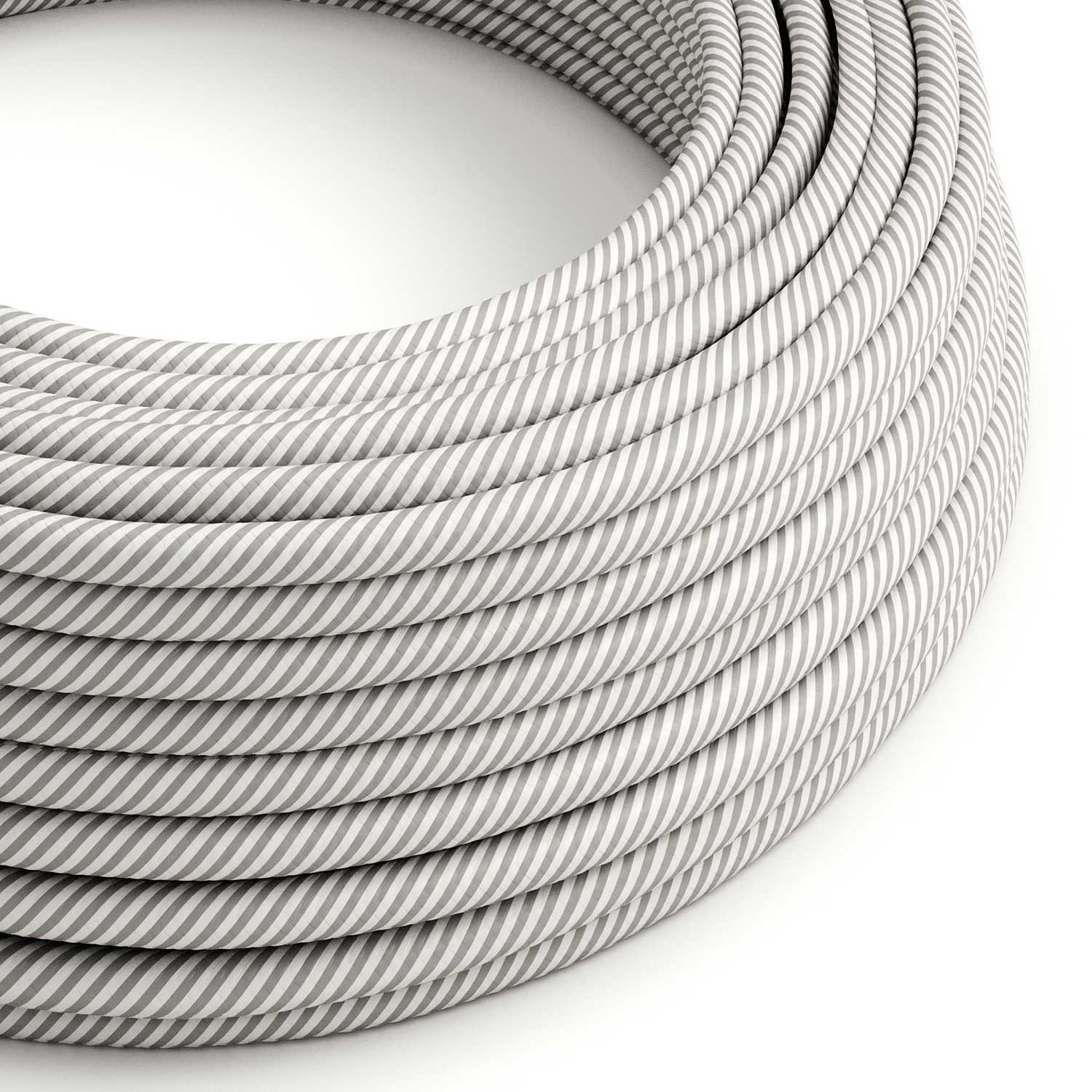 Câble textile Blanc et aluminium Vertigo brillant - L'Original Creative-Cables - ERM46 rond 2x0,75mm / 3x0,75mm