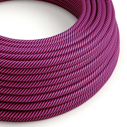 Rond strijkijzersnoer Vertigo HD bedekt met Fuchsia en Dark Purple textiel ERM50