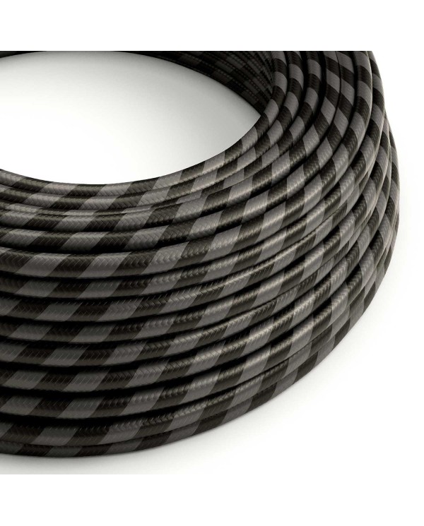 Rond strijkijzersnoer Vertigo HD bedekt met Graphite en Black Wide Stripes textiel ERM54