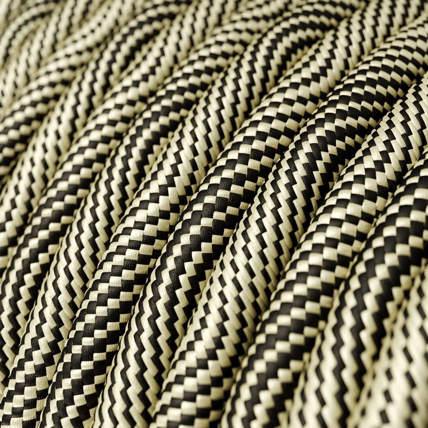 Câble textile Noir optique et or Vertigo brillant - L'Original Creative-Cables - ERM65 rond 2x0,75mm / 3x0,75mm