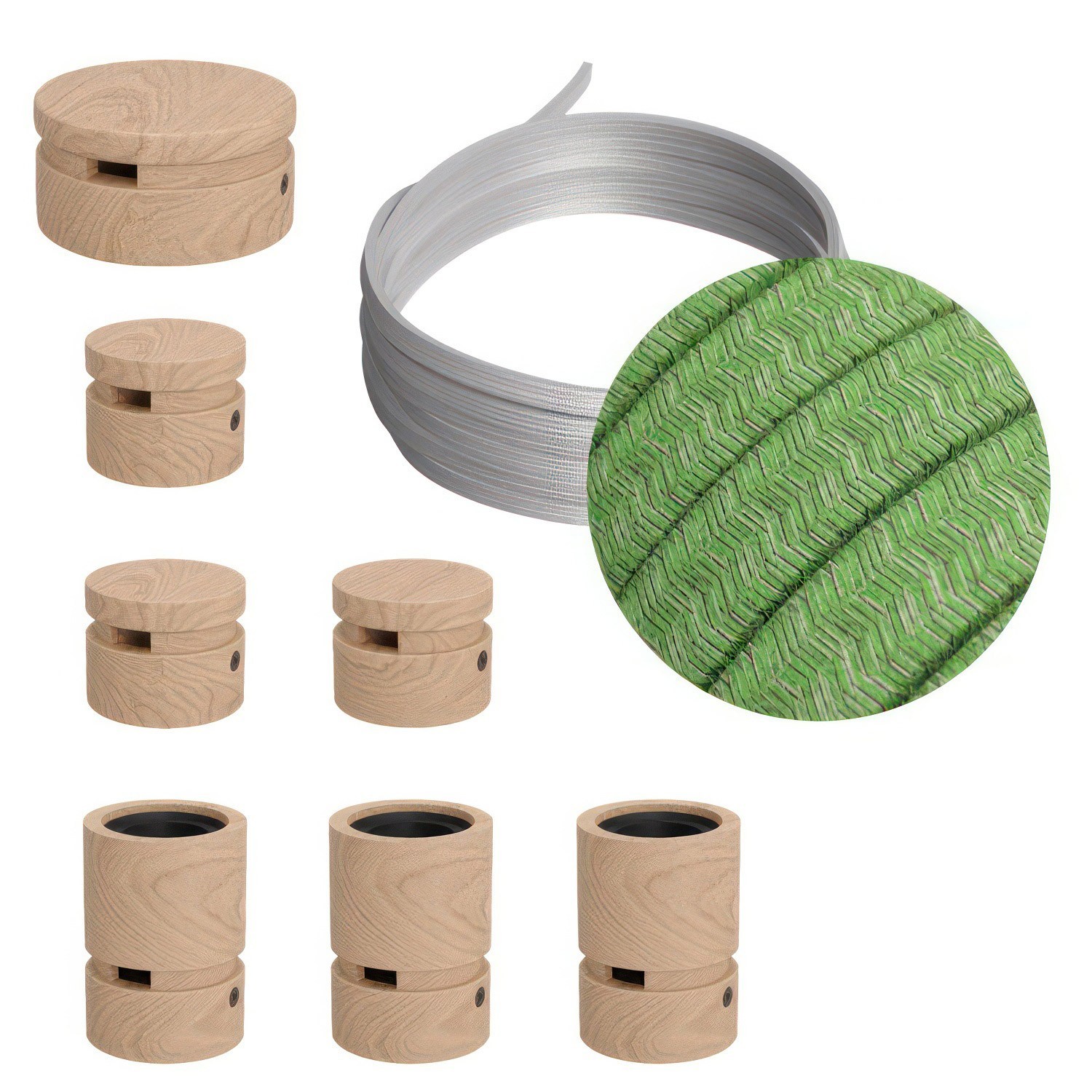 Kit Linear Filé system - avec câbles pour guirlande lumineuse de 5 mètres et 7 composants en bois pour intérieur