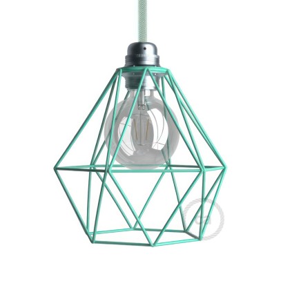 Abat-jour Cage Diamond E27 en métal - Turquoise