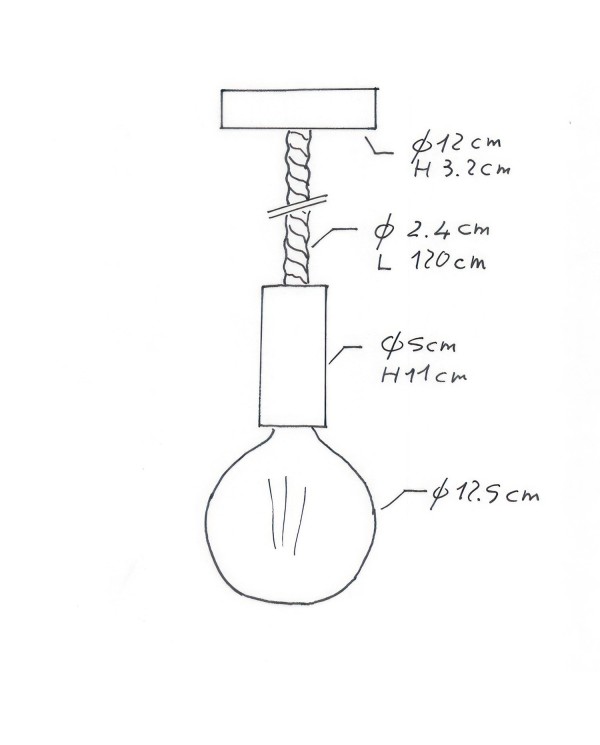 Suspension fabriquée en Italie avec corde 2XL 24 mm finition bois peint