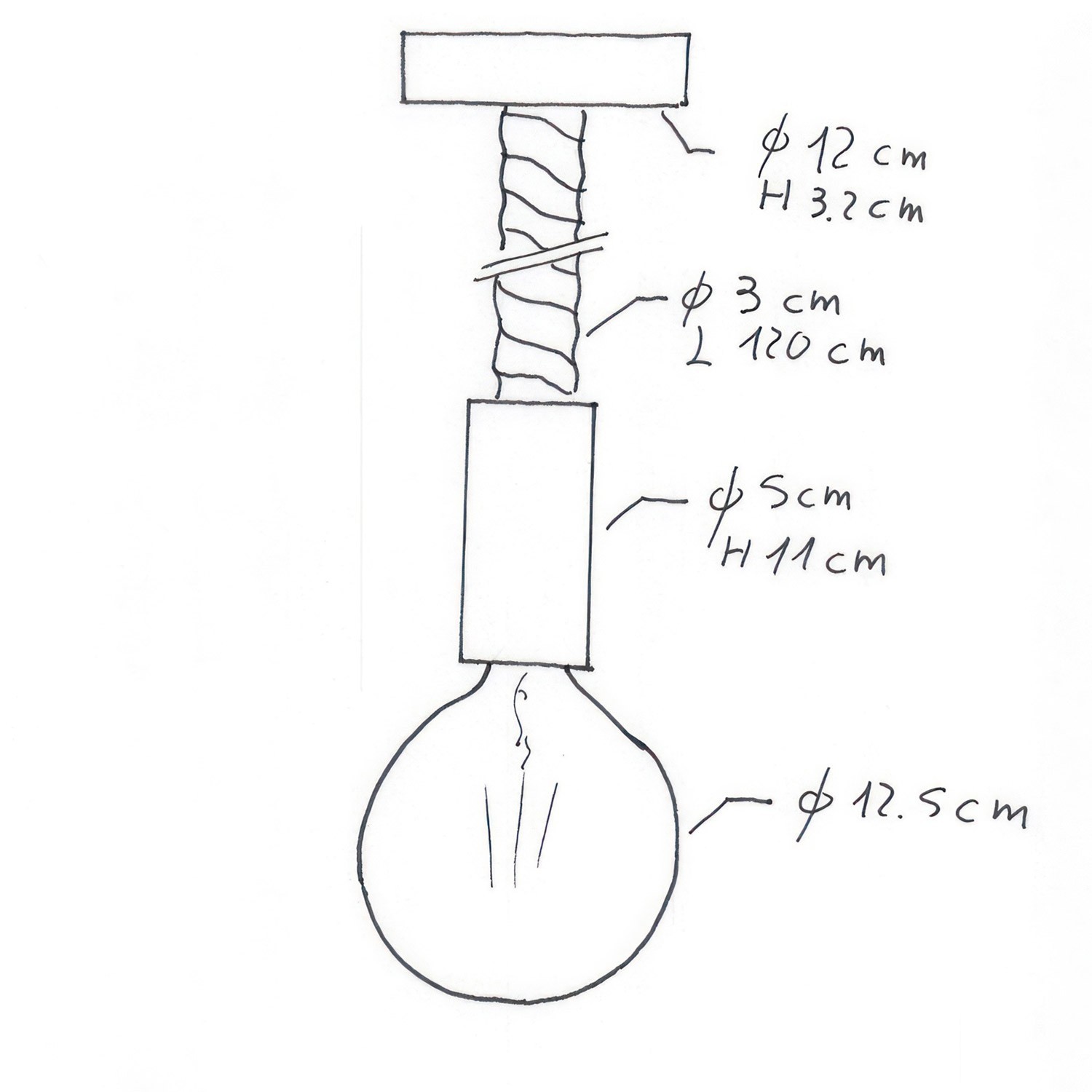 Suspension fabriquée en Italie avec corde 3XL 30 mm finition bois peint