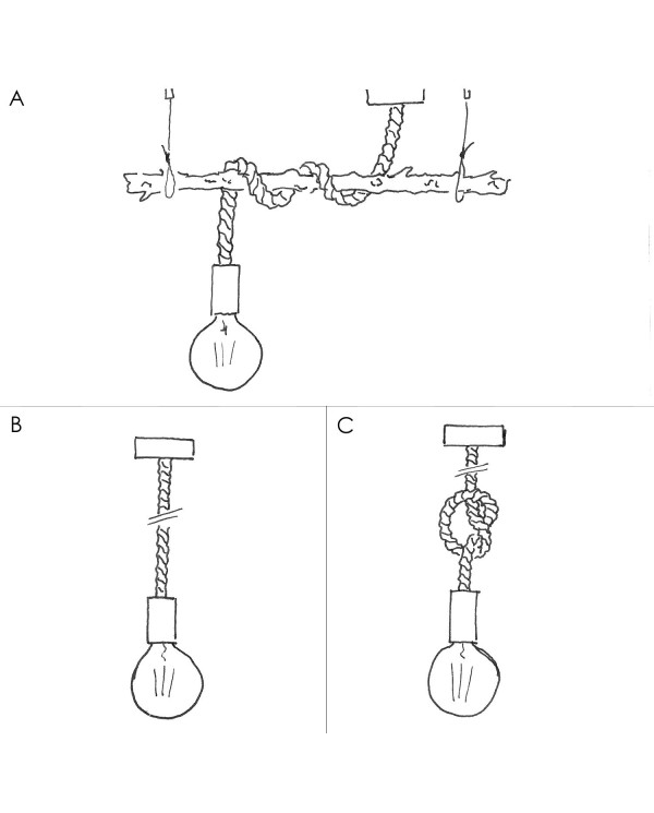 Suspension fabriquée en Italie avec corde XL avec douille d'écorce