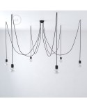 Made in Italy suspension with 6 pendants complete with bulbs, fabric cable, and coloured ceramic finishes