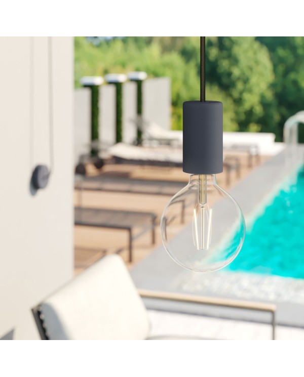 Câble électrique résistant aux UV d'extérieur rond recouvert en tissu noir SM04 - compatible avec Eiva Outdoor IP65