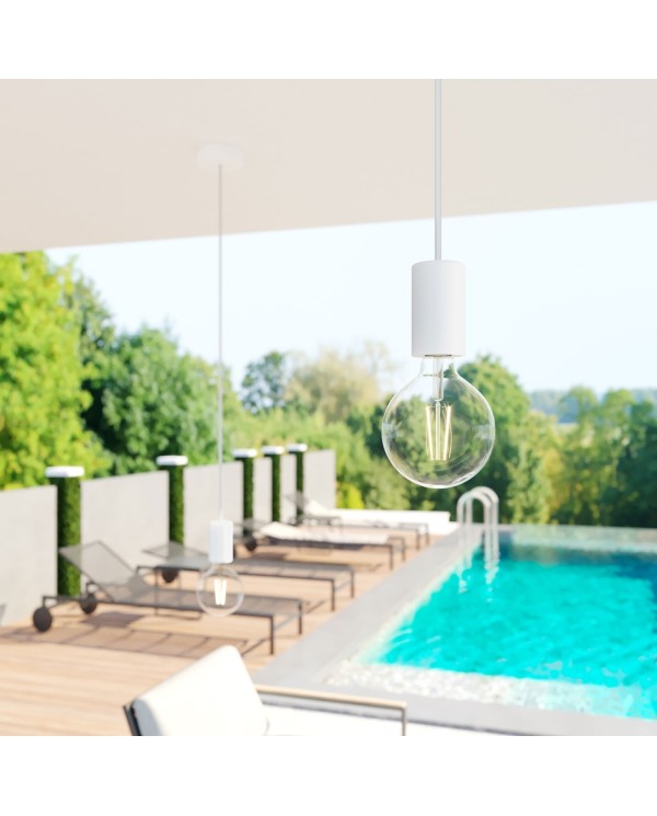 Câble électrique résistant aux UV d'extérieur rond recouvert de tissu blanc SM01 - compatible avec Eiva Outdoor IP65