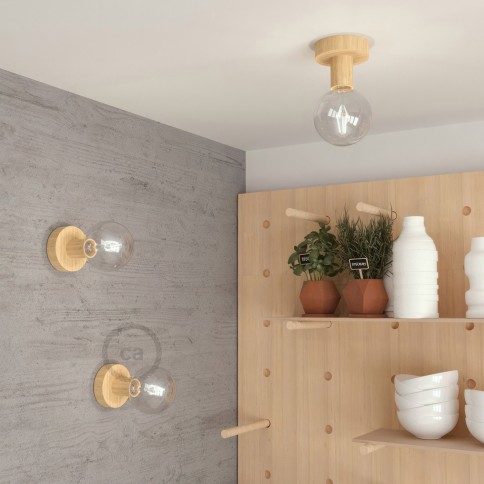 Fermaluce Wood S, la source lumineuse en bois murale ou au plafond