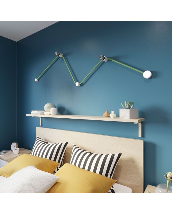 Kit Wiggle Filé system - avec câbles pour guirlande lumineuse de 3 mètres et 5 composants en bois verni blanc pour intérieur