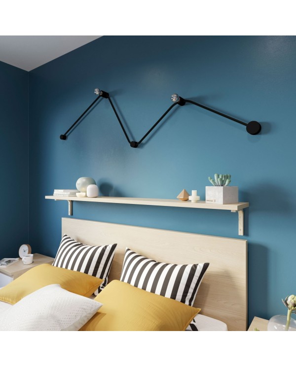 Kit Wiggle Filé system - avec câbles pour guirlande lumineuse de 3 mètres et 5 composants en bois verni noir pour intérieur