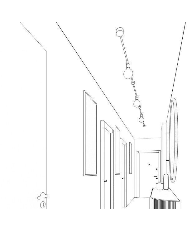 Filé Linear kit systeem - met 5 m. prikkabel voor lichtsnoer en 7 componenten van zwart gelakt hout voor binnenruimtes.