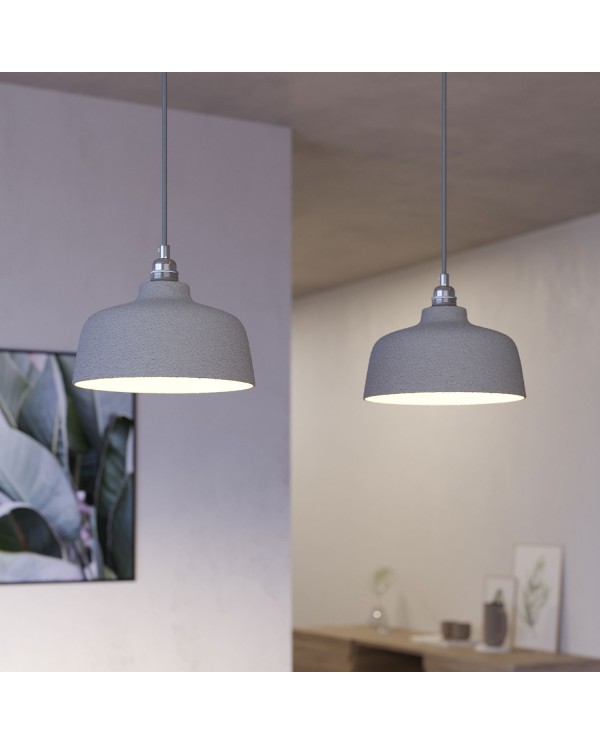 2 lichts-hanglamp voorzien van XXL rechthoekige Rose-One 675 mm compleet met strijkijzersnoer en Coppa lampenkap