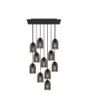 Suspension à 11 bras avec XXL Rose-One rectangulaire 675 mm complète avec câble textile et abat-jour en métal Ghostbell