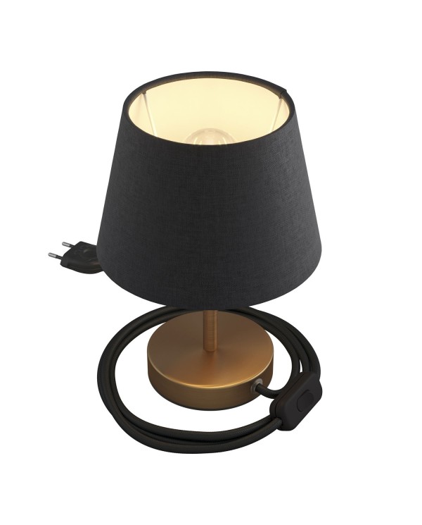 Alzaluce avec abat-jour Impero, lampe de table en métal avec fiche à deux pôles, câble et interrupteur