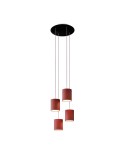 Lampe suspension 4 bras avec Rose-One XXL rond 400 mm avec câble textile et abat-jour en tissu Cylindre