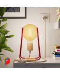 Taché Wood, lampe de table avec câble textile, interrupteur et fiche bipolaire