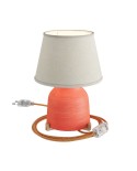 Lampe de table Vaso en céramique avec abat-jour Impero, câble textile, interrupteur et prise bipolaire