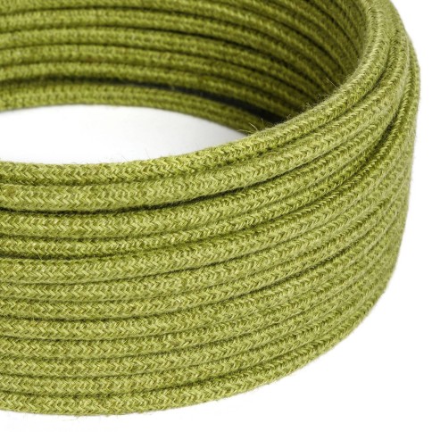 Câble textile Vert foin jute - L'Original Creative-Cables - RN23 rond 2x0,75mm / 3x0,75mm