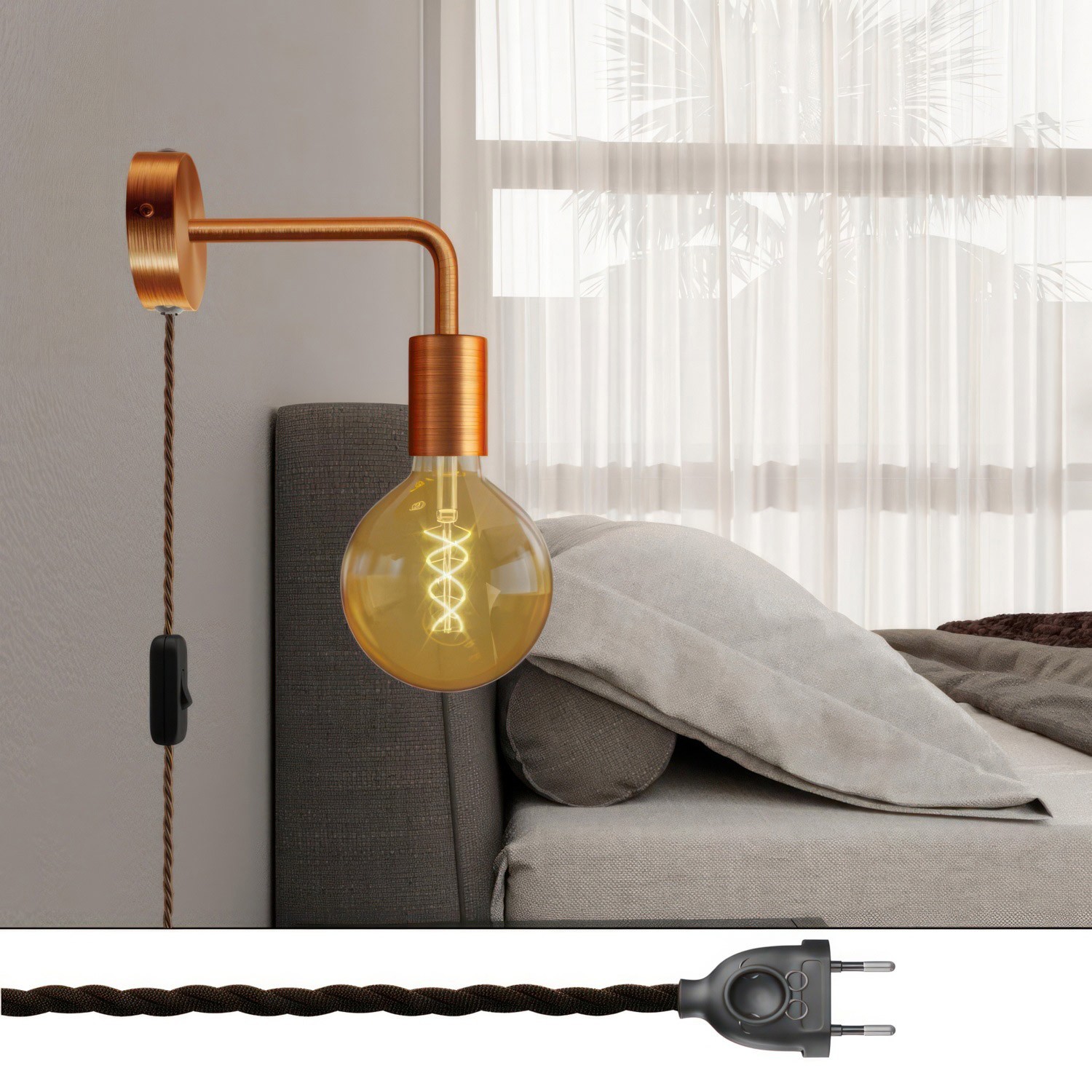 Lampe Spostaluce en métal avec extension courbée