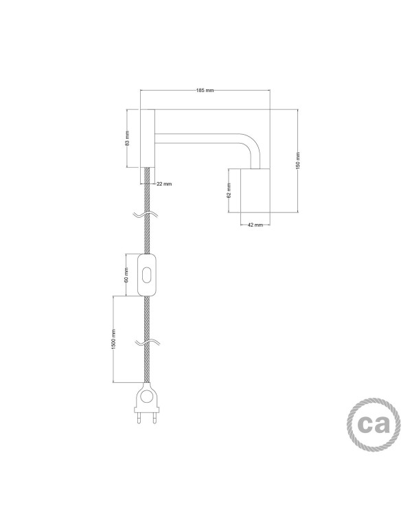 Lampe Spostaluce en métal avec extension courbée