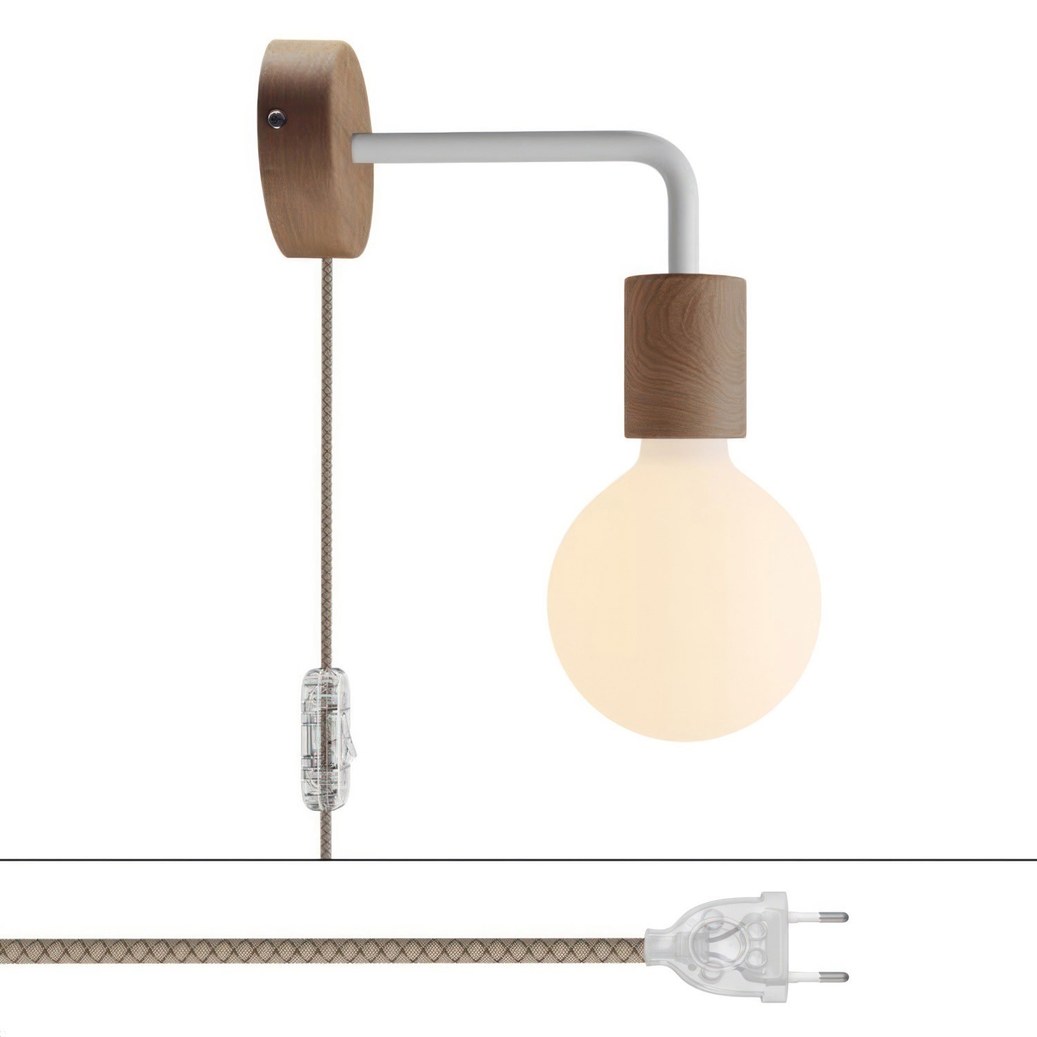 Lampe Spostaluce en bois avec extension courbée