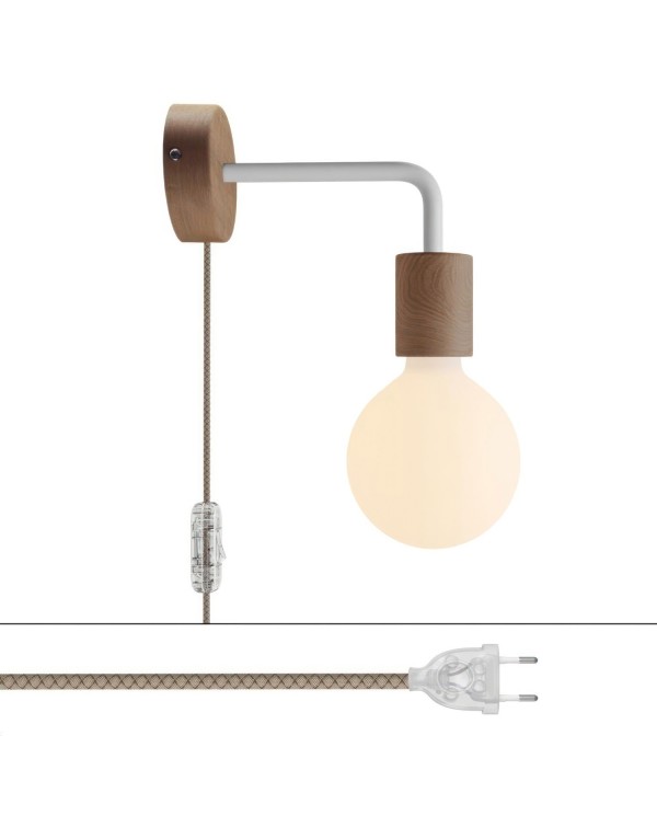 Lampe Spostaluce en bois avec extension courbée