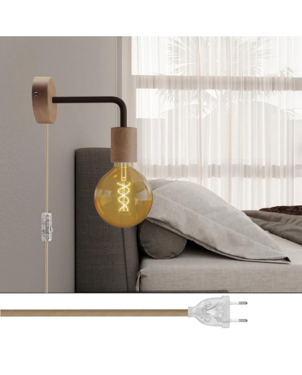 Spostaluce houten lamp met gebogen arm