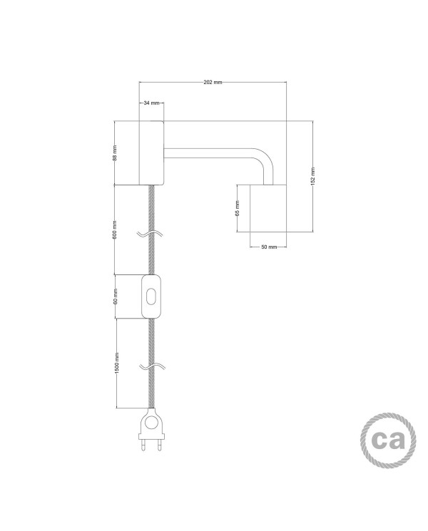 Lampe Spostaluce en bois avec extension courbée